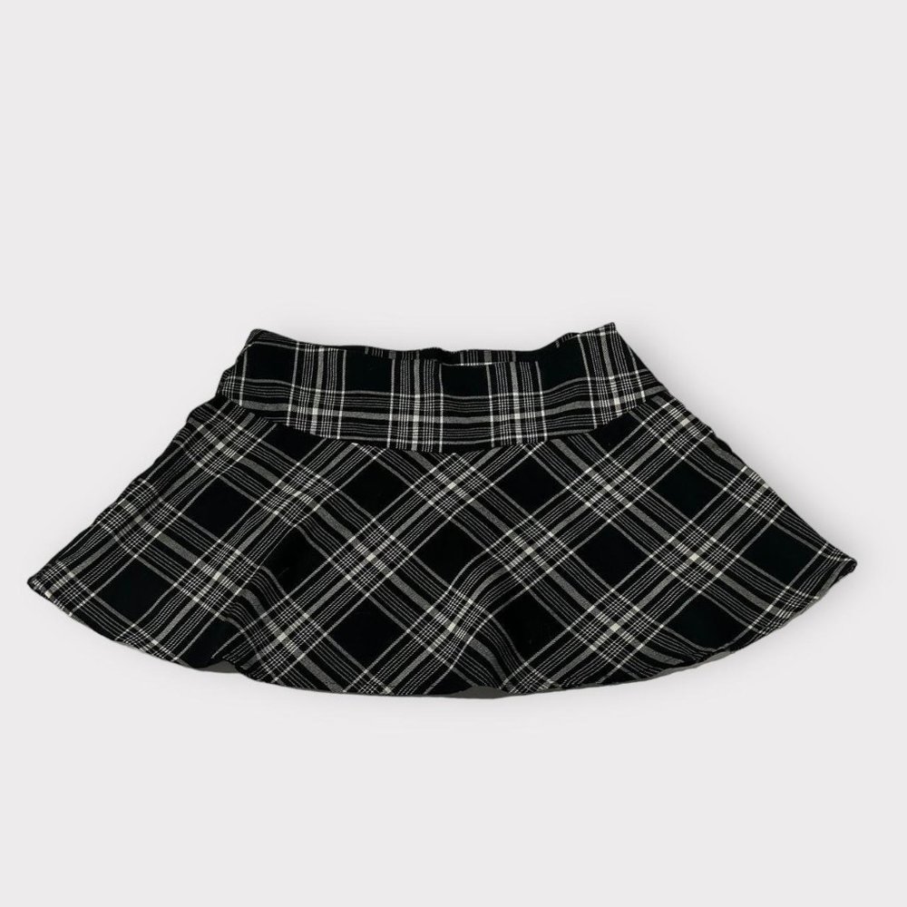 Vintage 1990s goth/grunge black/white tartan plaid double-lined mini skirt